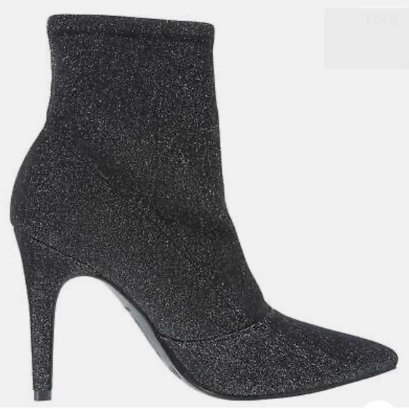 Size 10 | Brash Entertainment | Black Sparkly 4" High Heel Booties - Picture 1 of 6